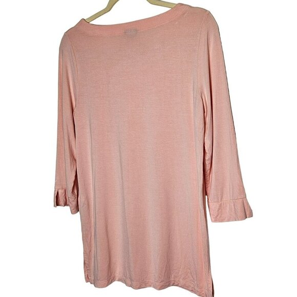 Chicos size 0 XS Half Sleeve Blush Pink Boat Neck‎ Model Spandex Neutral Cottage - Picture 4 of 9